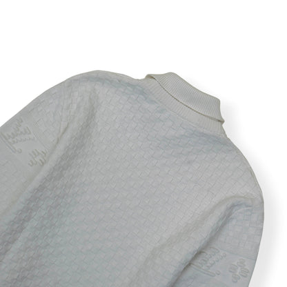 LOUIS VUITTON DAMIER POLO SWEATER WHITE L | Large, White
