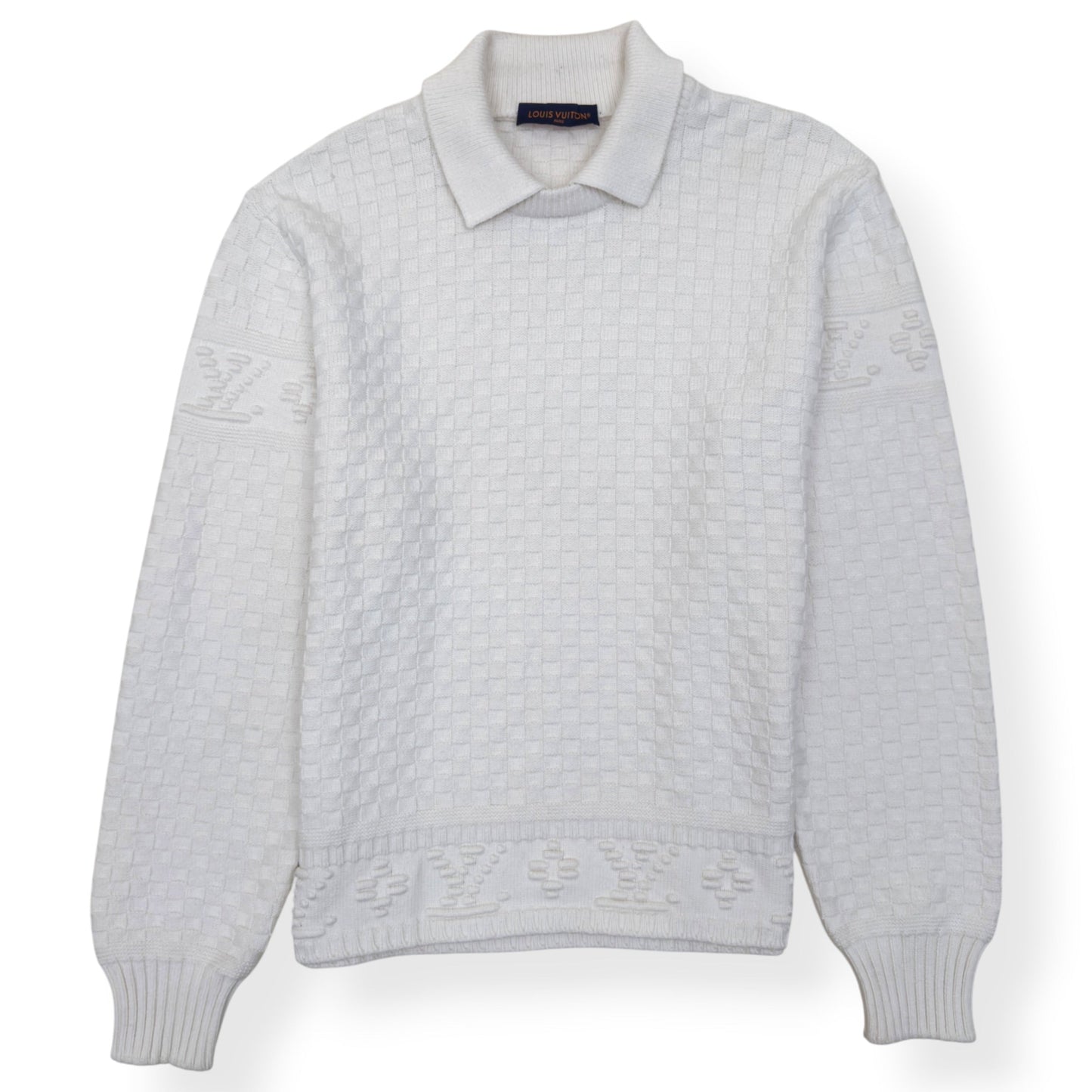 LOUIS VUITTON DAMIER POLO SWEATER WHITE XL | XL, White