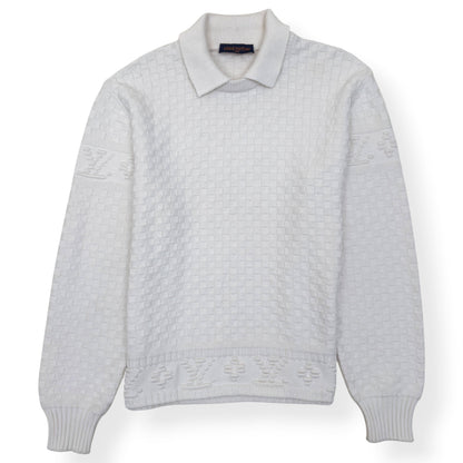 LOUIS VUITTON DAMIER POLO SWEATER WHITE XL | XL, White
