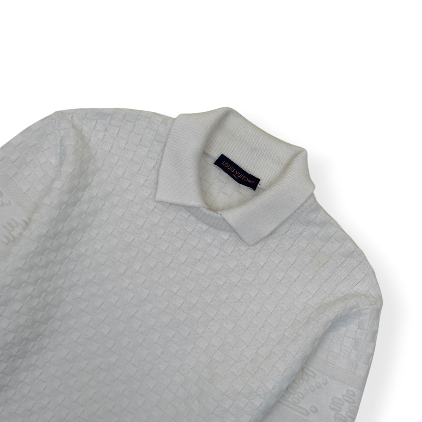 LOUIS VUITTON DAMIER POLO SWEATER WHITE XL | XL, White