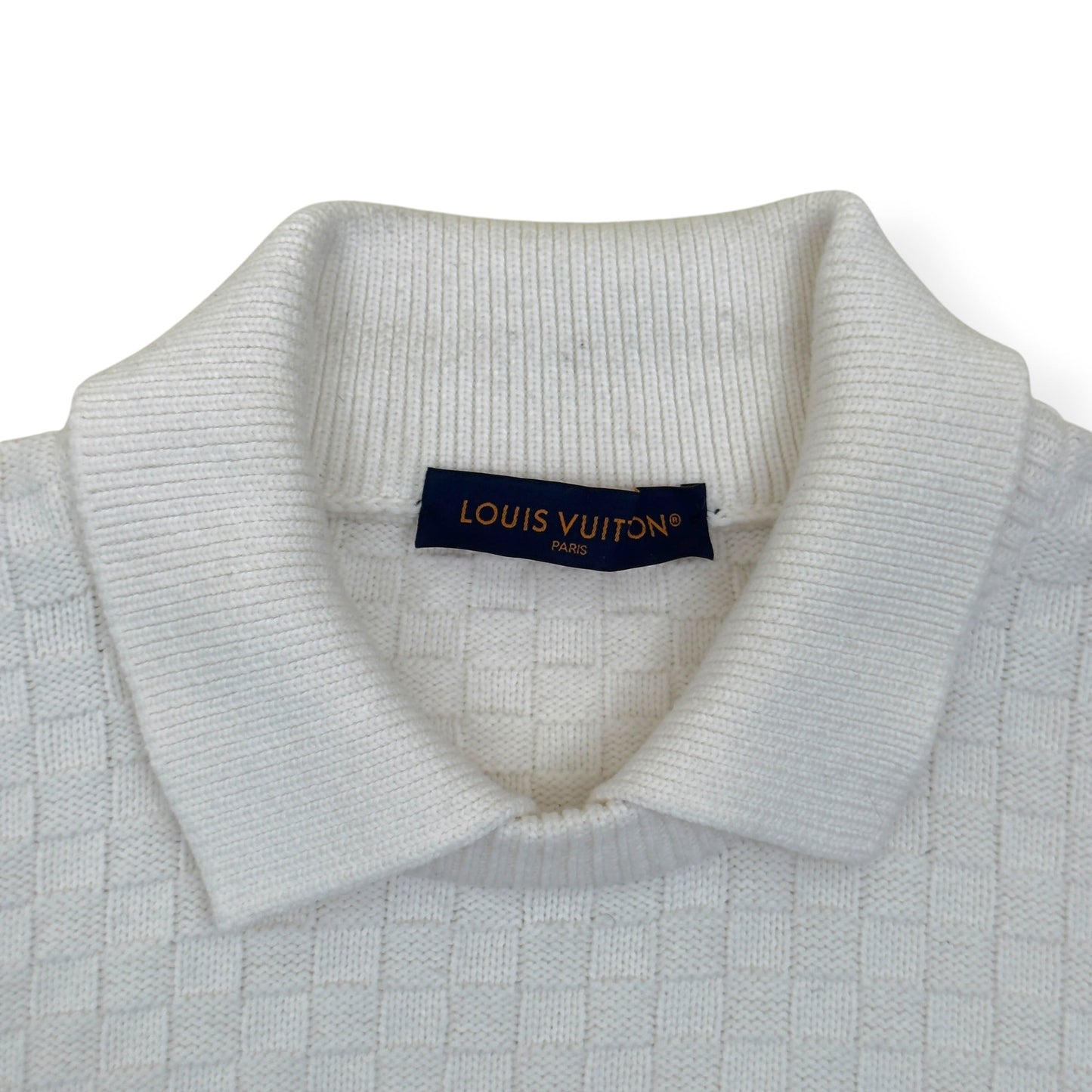 LOUIS VUITTON DAMIER POLO SWEATER WHITE XL | XL, White