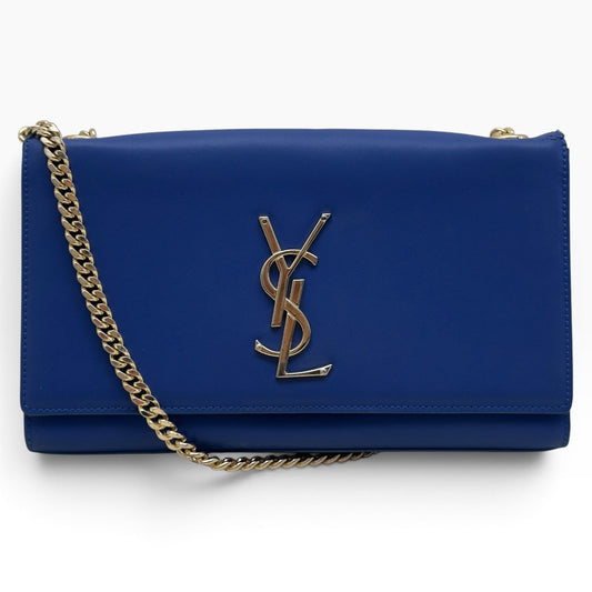 SAINT LAURENT YSL KATE CHAIN SHOULDER BAG ROYAL BLUE / GOLD M | O/S, Blue