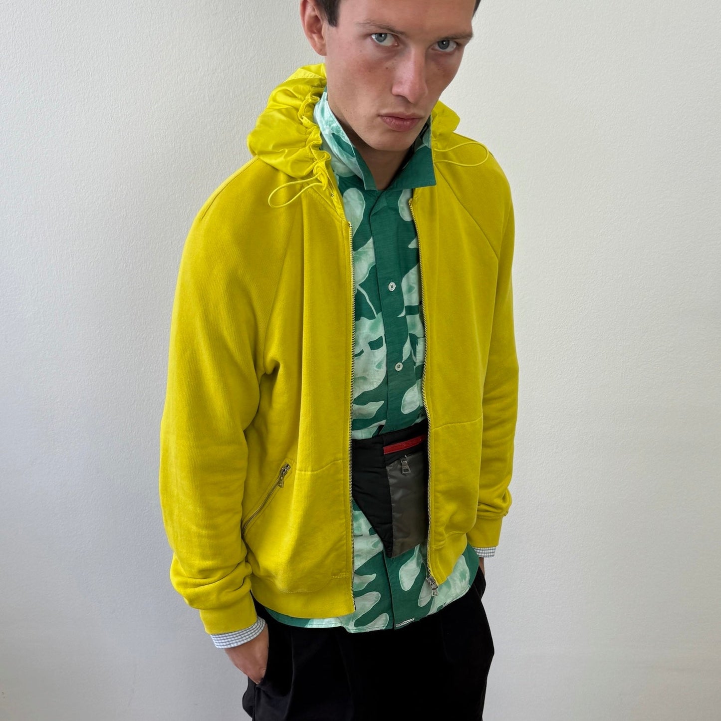 Prada Sport Yellow 2007 Nylon Hood Hoodie | Large, Yellow