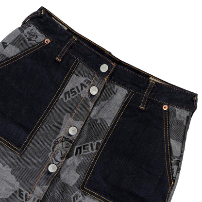 Evisu Collage Logo Denim Mini Skirt - Known Source