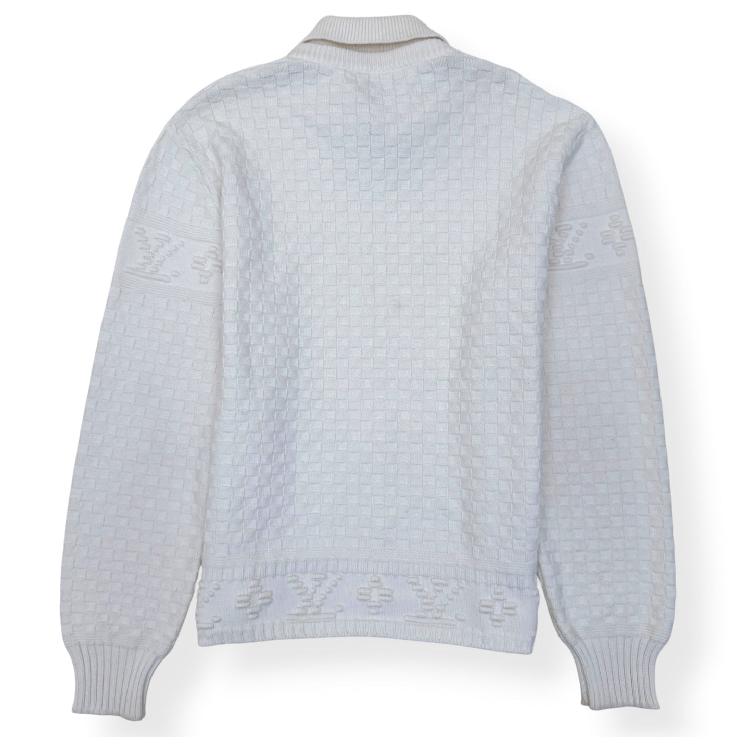 LOUIS VUITTON DAMIER POLO SWEATER WHITE XL | XL, White