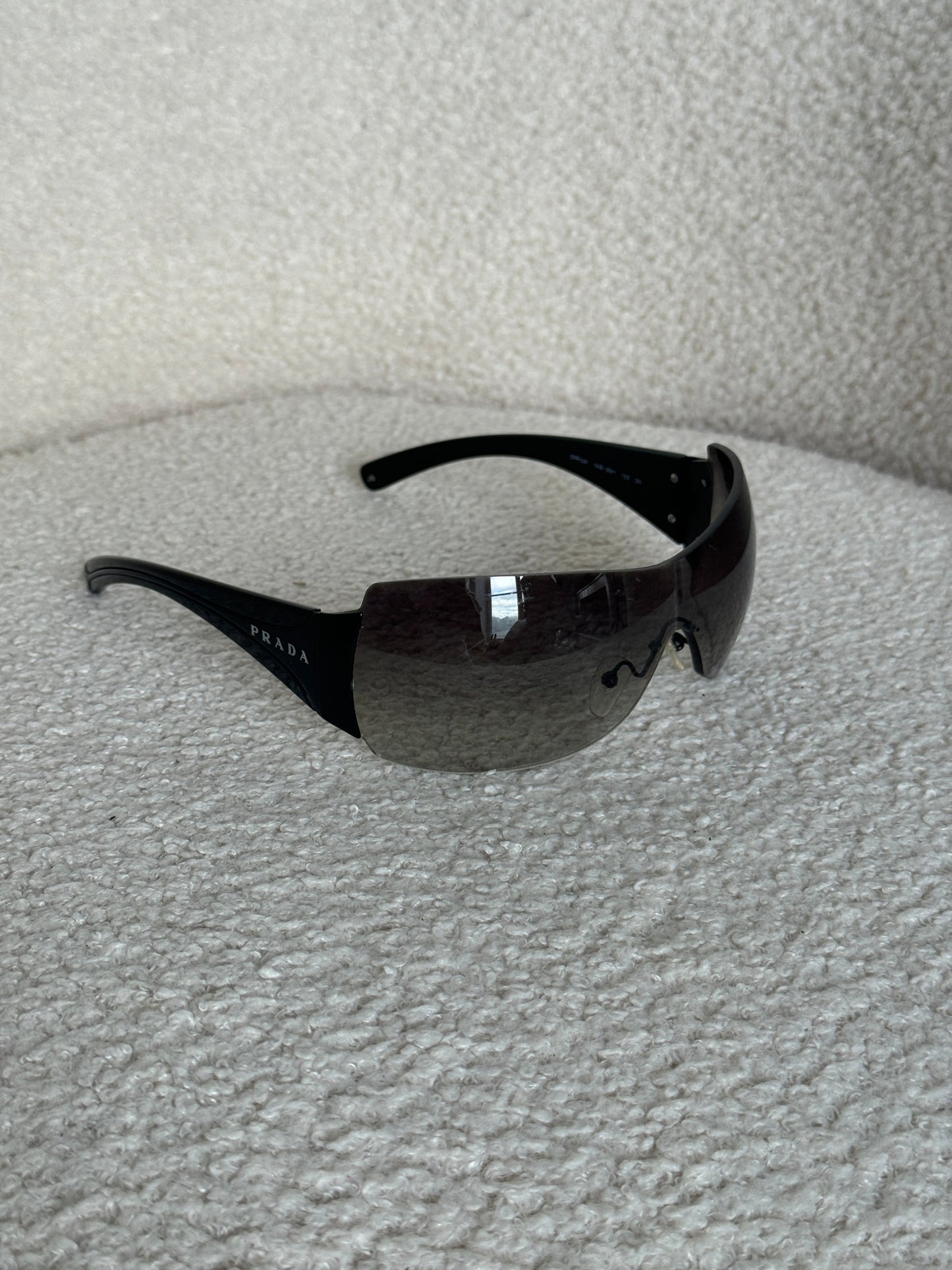 90s Prada Shield Sunglasses | O/S, Black