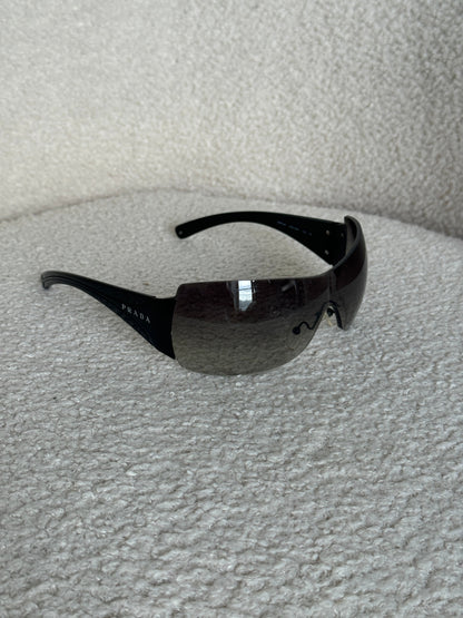 90s Prada Shield Sunglasses | O/S, Black