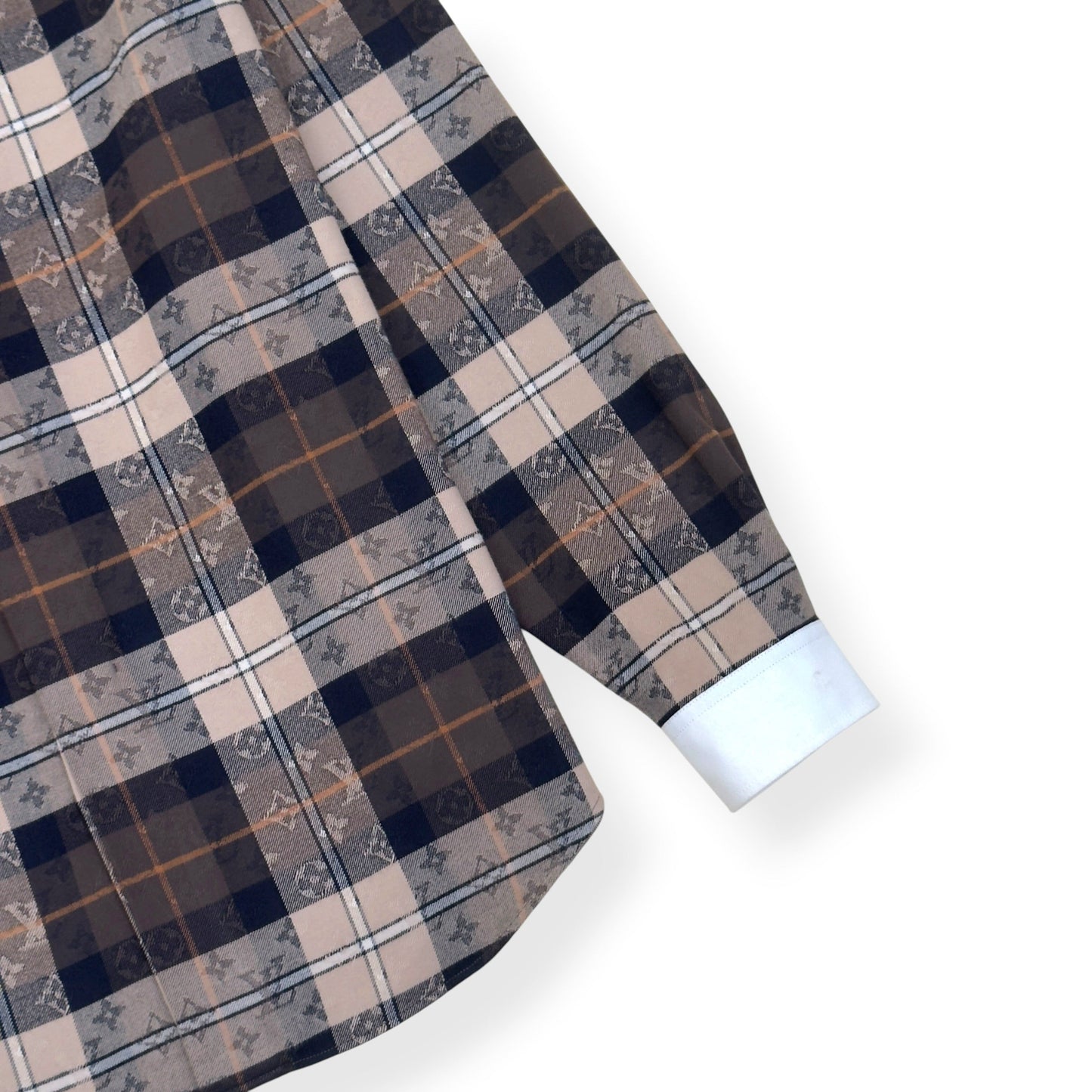 LOUIS VUITTON MONOGRAM PLAID FLANNEL SHIRT BROWN XXL | XXL, Brown