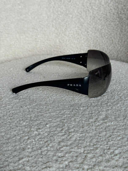 90s Prada Shield Sunglasses | O/S, Black