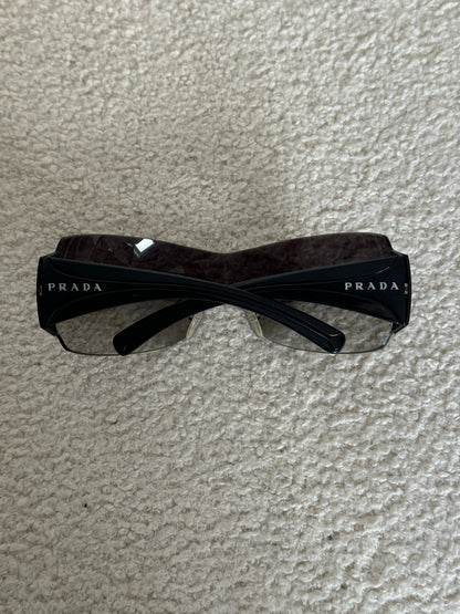 90s Prada Shield Sunglasses | O/S, Black