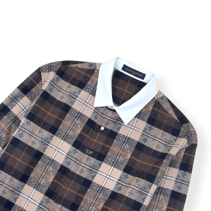 LOUIS VUITTON MONOGRAM PLAID FLANNEL SHIRT BROWN XXL | XXL, Brown