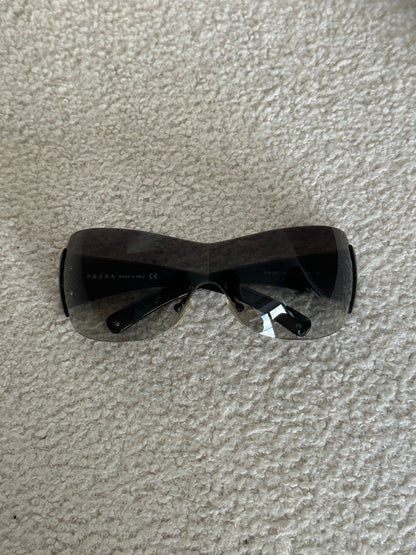 90s Prada Shield Sunglasses | O/S, Black
