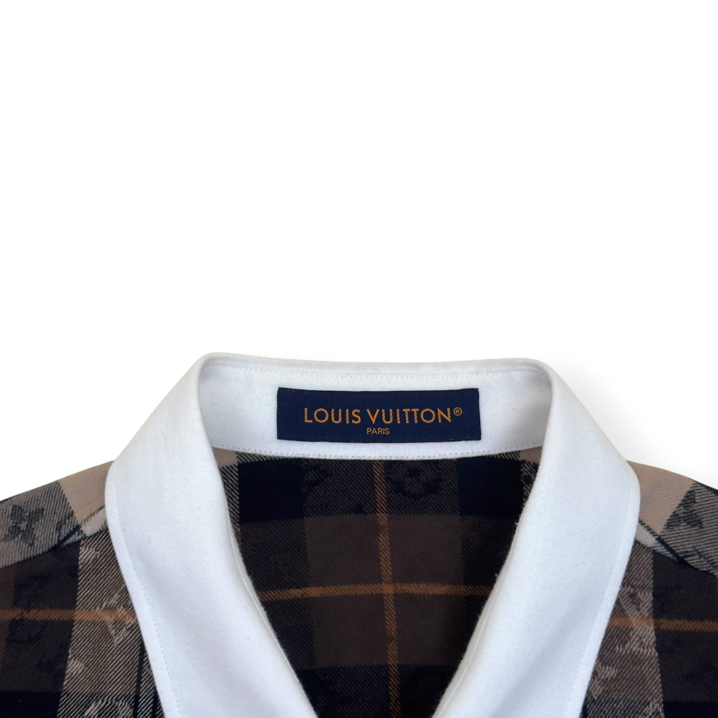 LOUIS VUITTON MONOGRAM PLAID FLANNEL SHIRT BROWN XXL | XXL, Brown