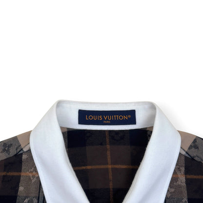 LOUIS VUITTON MONOGRAM PLAID FLANNEL SHIRT BROWN XXL | XXL, Brown