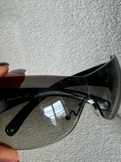90s Prada Shield Sunglasses | O/S, Black