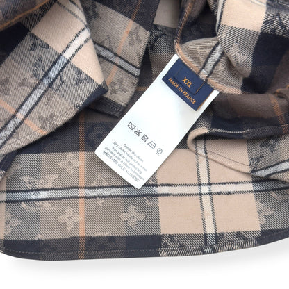 LOUIS VUITTON MONOGRAM PLAID FLANNEL SHIRT BROWN XXL | XXL, Brown