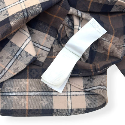 LOUIS VUITTON MONOGRAM PLAID FLANNEL SHIRT BROWN XXL | XXL, Brown