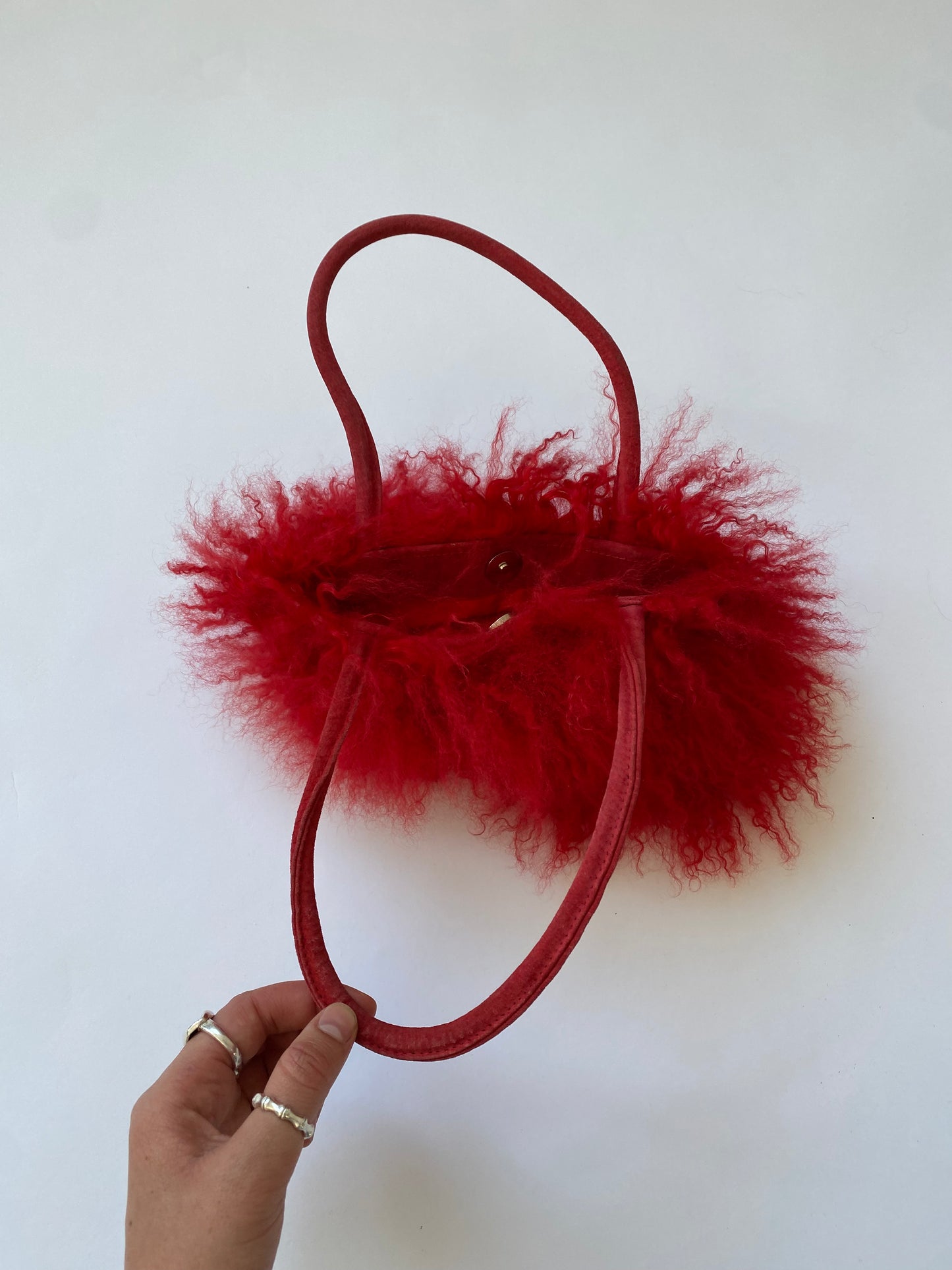 Vintage Fleeced Bag in Red