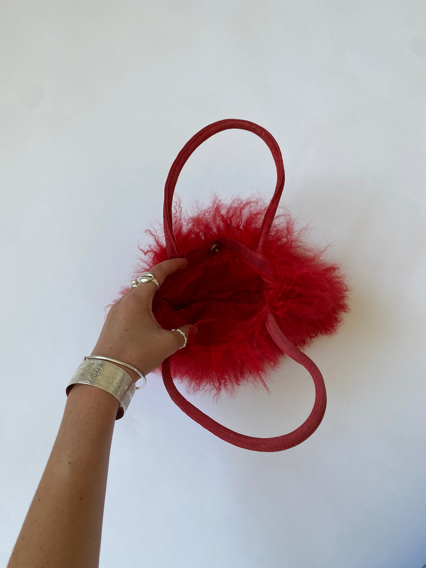 Vintage Fleeced Bag in Red