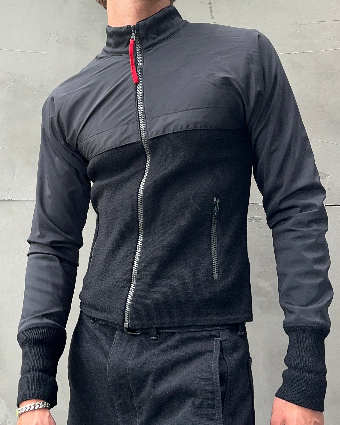 PRADA SPORT NYLON & WOOL BLACK JACKET - S | Small, Black