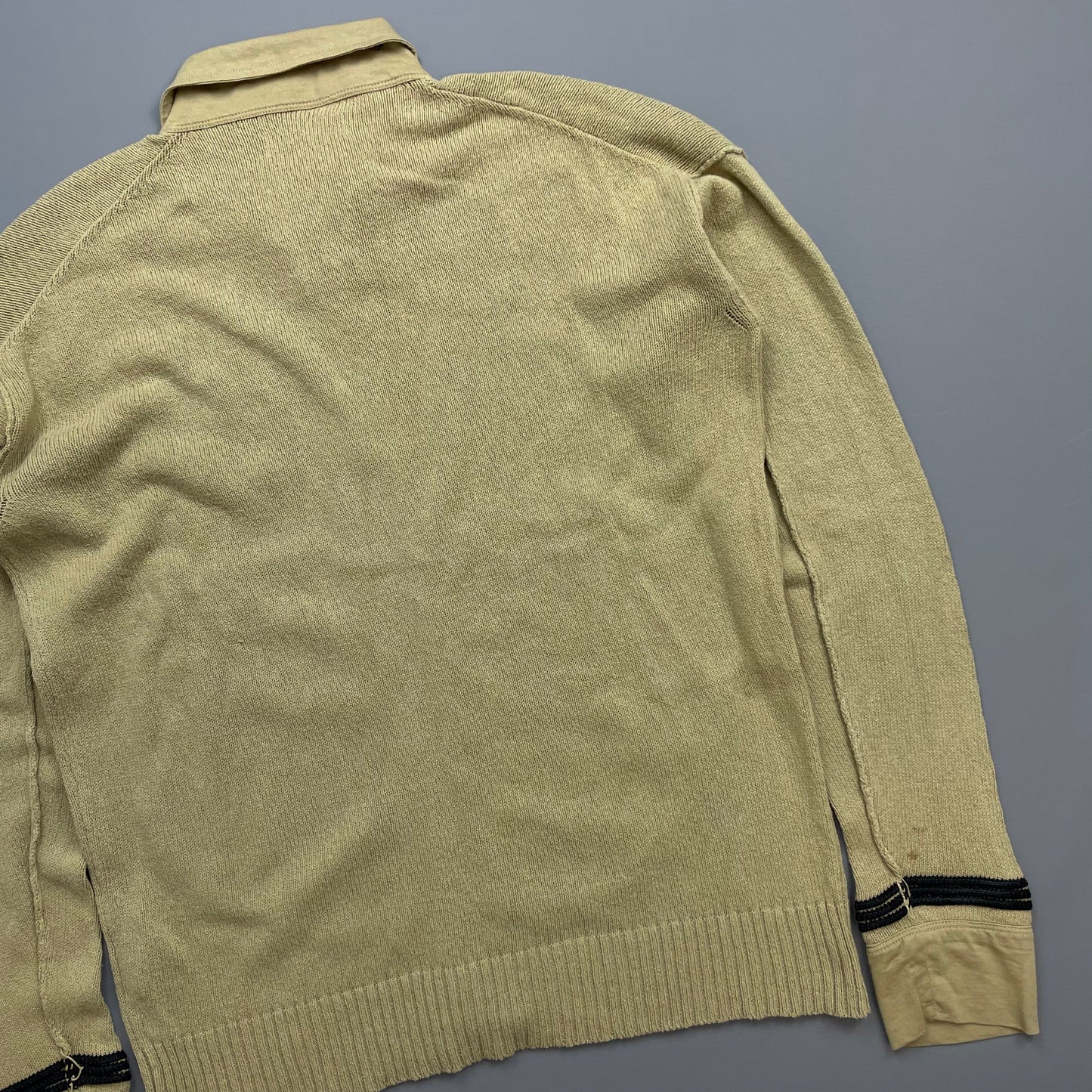 Stone Island Beige SS06 Lightweight Knit Zip Cardigan Jumper | Large, Multicoloured