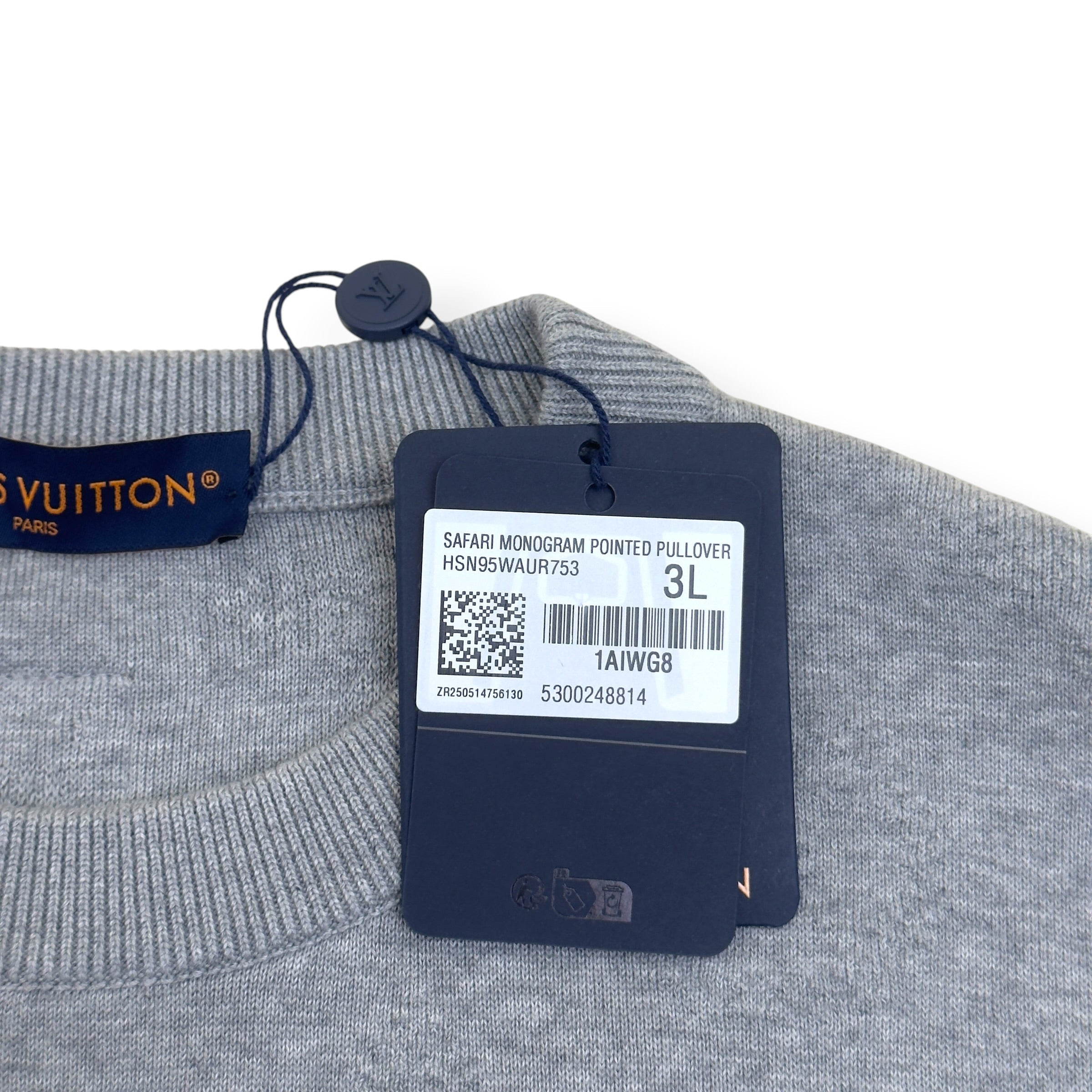 LOUIS VUITTON SAFARI MONOGRAM POINTED PULLOVER GREY XXL | XXL