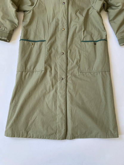 90's St. Micheal Fleece Lined Trench Coat in Olive Green