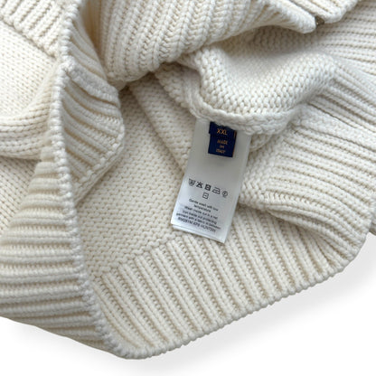 LOUIS VUITTON DAMIER ZIP-THROUGH INTARSIA KNIT JACKET ECRU XXL | XXL, Ecru