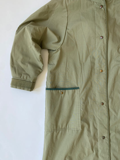 90's St. Micheal Fleece Lined Trench Coat in Olive Green