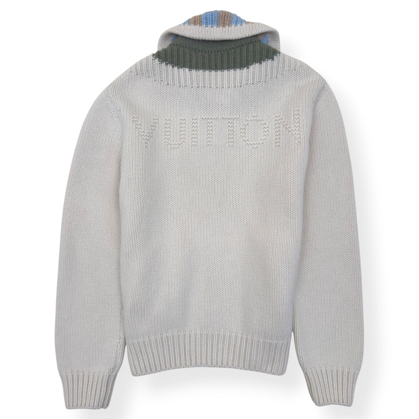 LOUIS VUITTON DAMIER ZIP-THROUGH INTARSIA KNIT JACKET ECRU XXL | XXL, Ecru