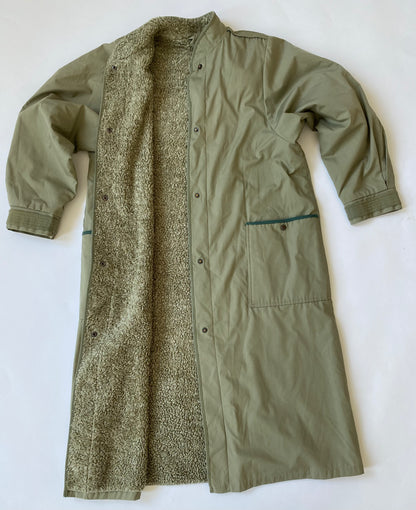 90's St. Micheal Fleece Lined Trench Coat in Olive Green