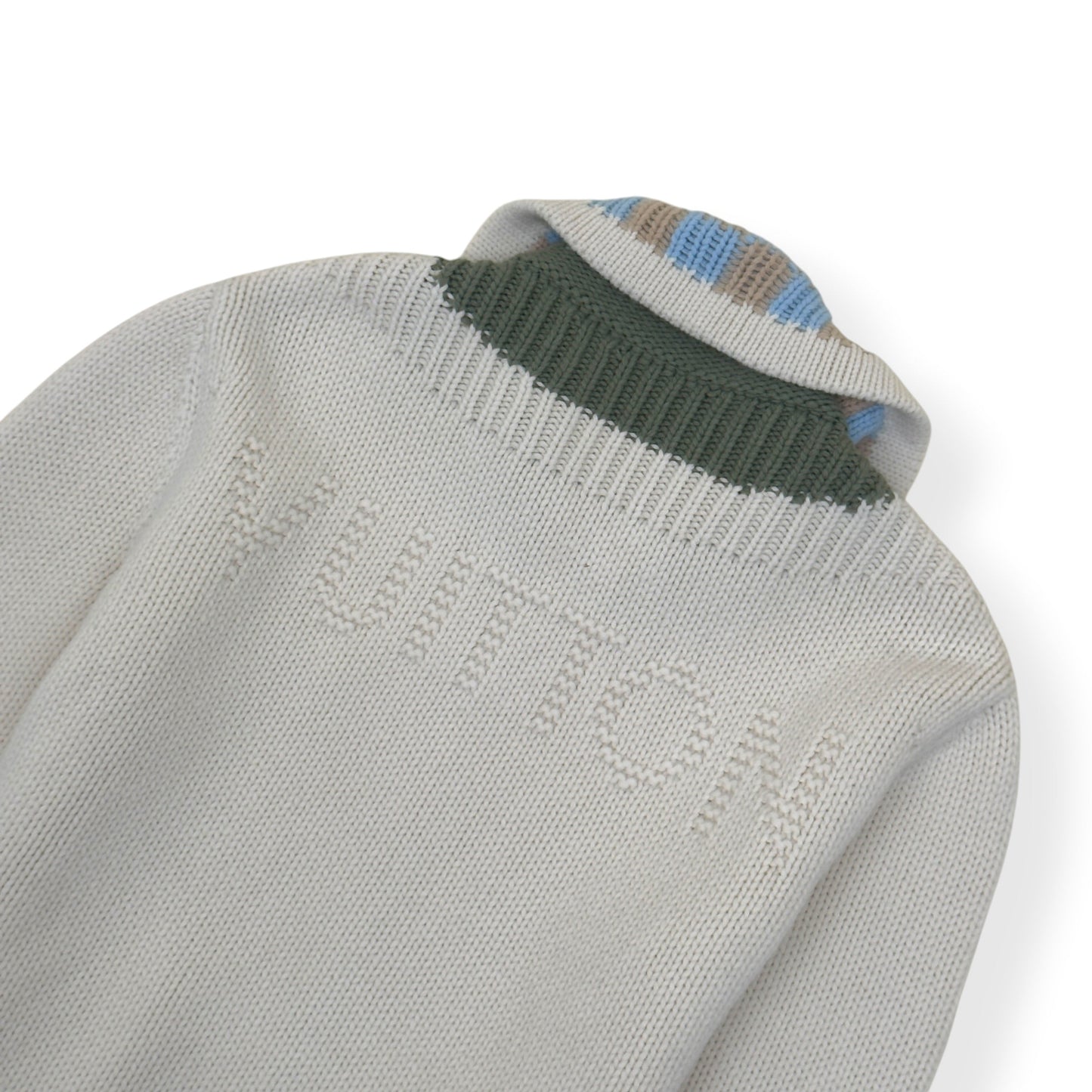 LOUIS VUITTON DAMIER ZIP-THROUGH INTARSIA KNIT JACKET ECRU XXL | XXL, Ecru