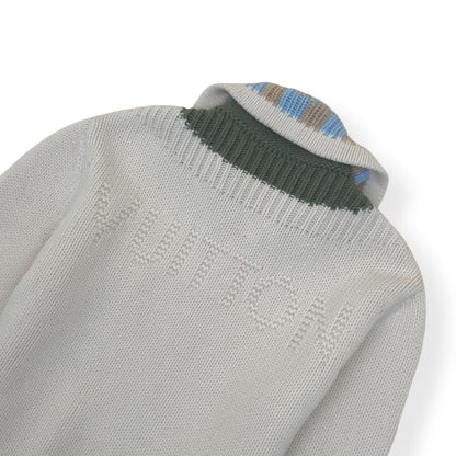 LOUIS VUITTON DAMIER ZIP-THROUGH INTARSIA KNIT JACKET ECRU XXL | XXL, Ecru