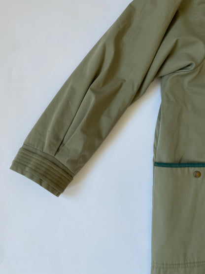 90's St. Micheal Fleece Lined Trench Coat in Olive Green