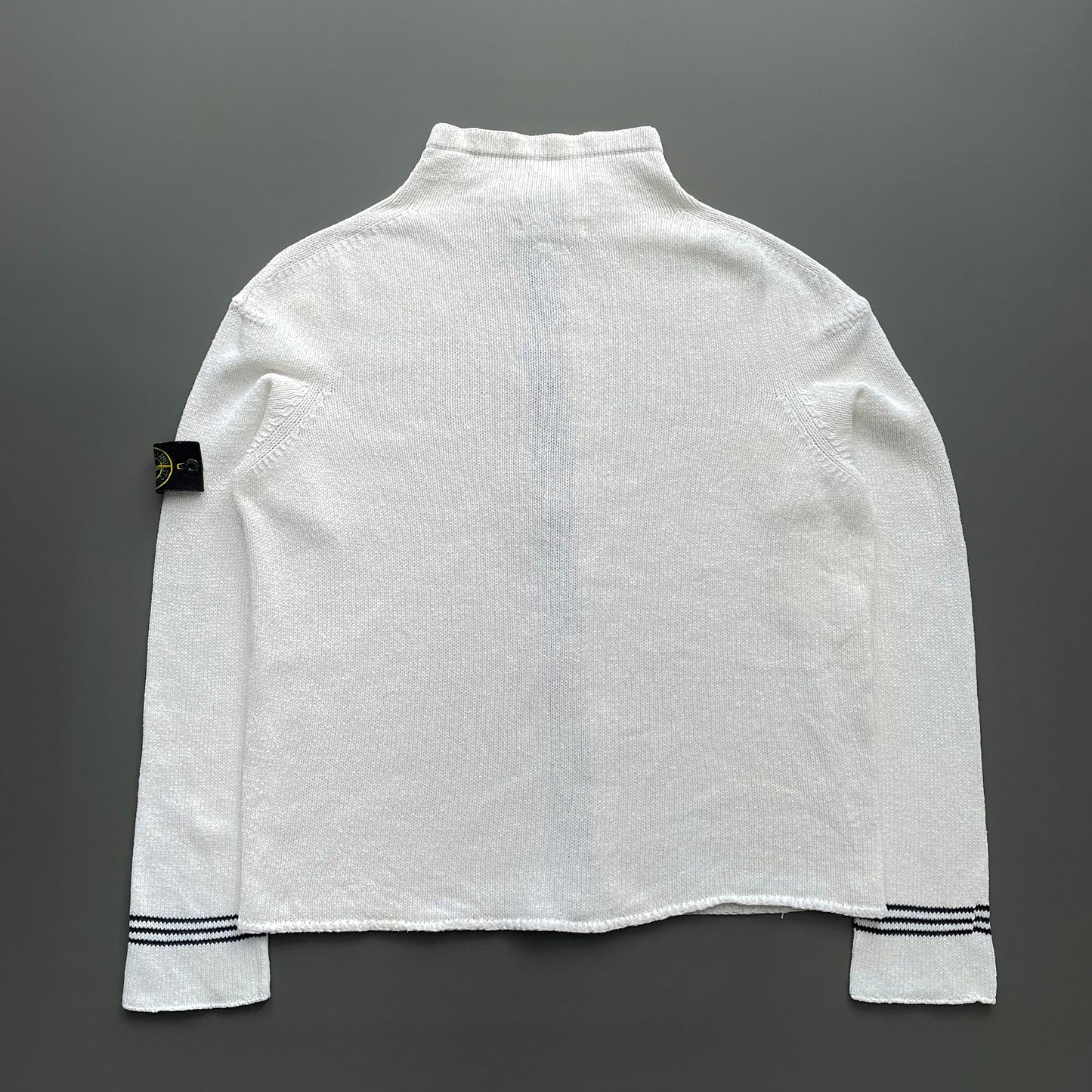 Stone Island White SS04 Zip-Through Knit Cardigan Jacket | X-Large, White