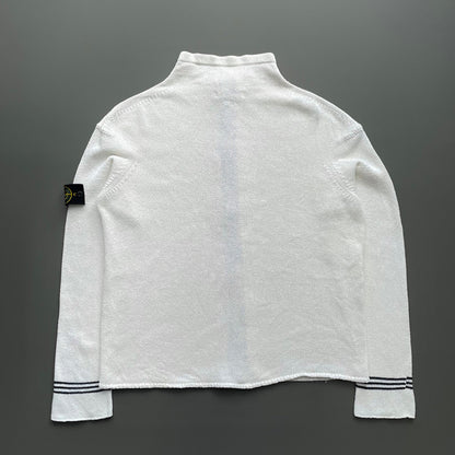 Stone Island White SS04 Zip-Through Knit Cardigan Jacket | X-Large, White