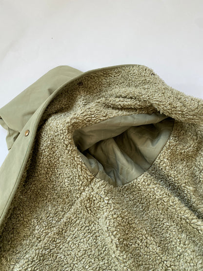90's St. Micheal Fleece Lined Trench Coat in Olive Green