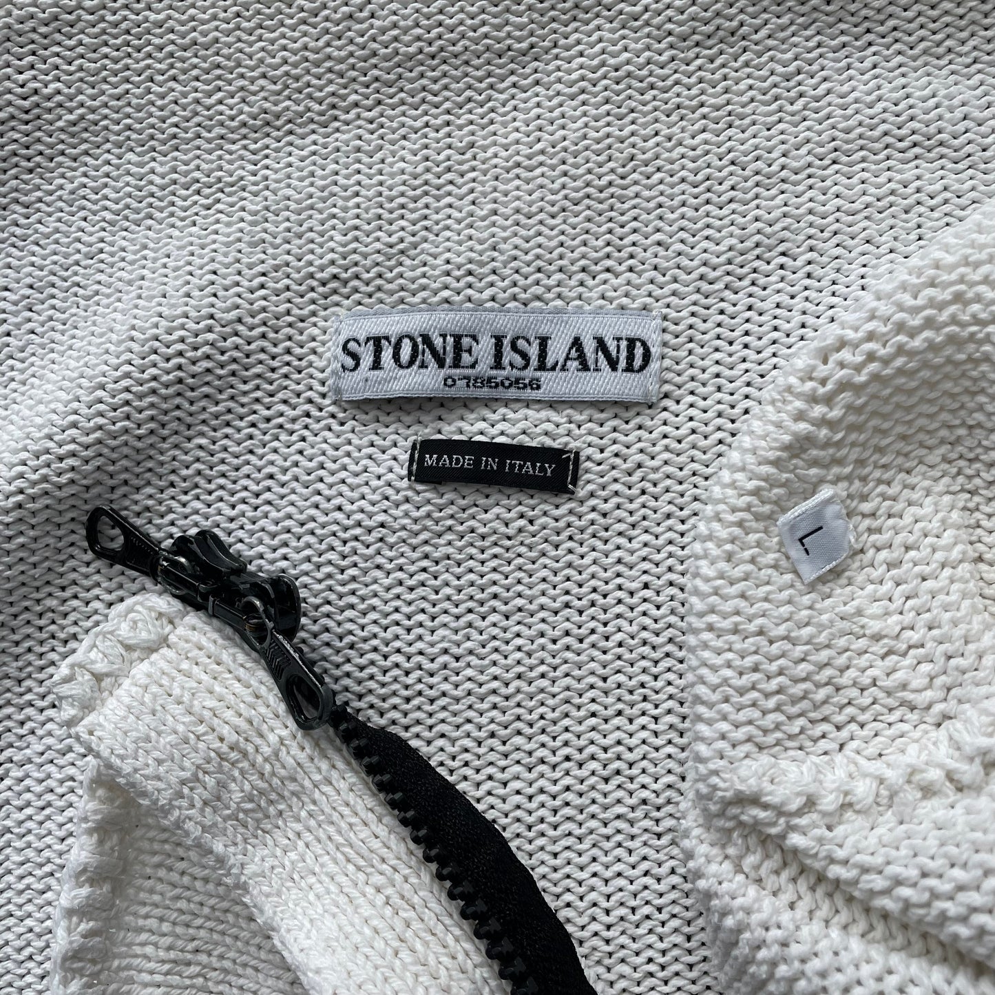 Stone Island White SS04 Zip-Through Knit Cardigan Jacket | X-Large, White