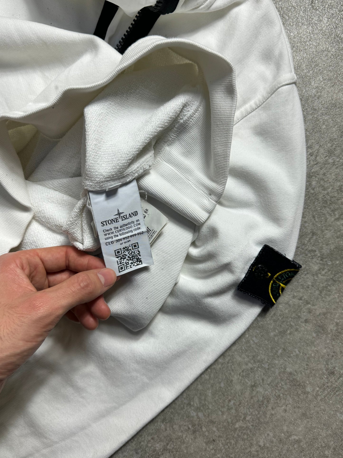 S/S 2015 Stone Island White Asymetrical-Zip Hoodie