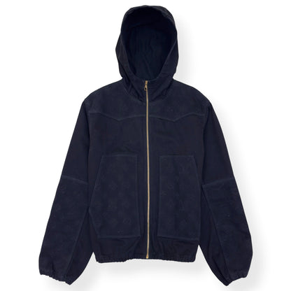 LOUIS VUITTON MONOGRAM DENIM JACQUARD ZIP-UP HOODIE JACKET BLACK 54 / XL | XL, Black