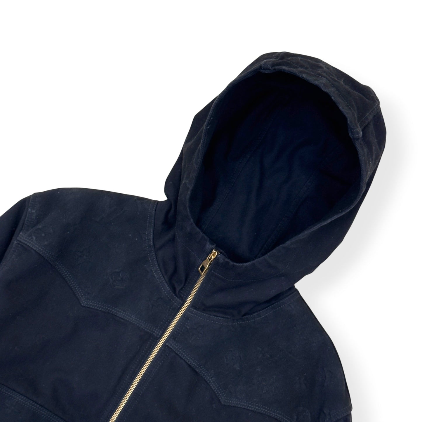 LOUIS VUITTON MONOGRAM DENIM JACQUARD ZIP-UP HOODIE JACKET BLACK 54 / XL | XL, Black