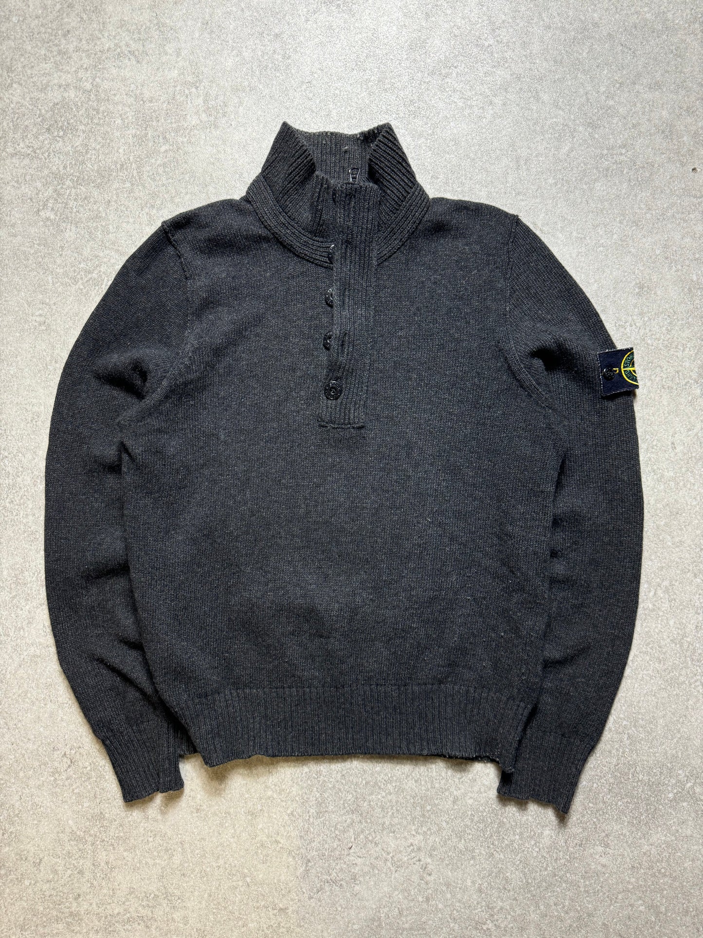 A/W 2008 Stone Island Grey Knitted Quarter-Zip Wool Sweater