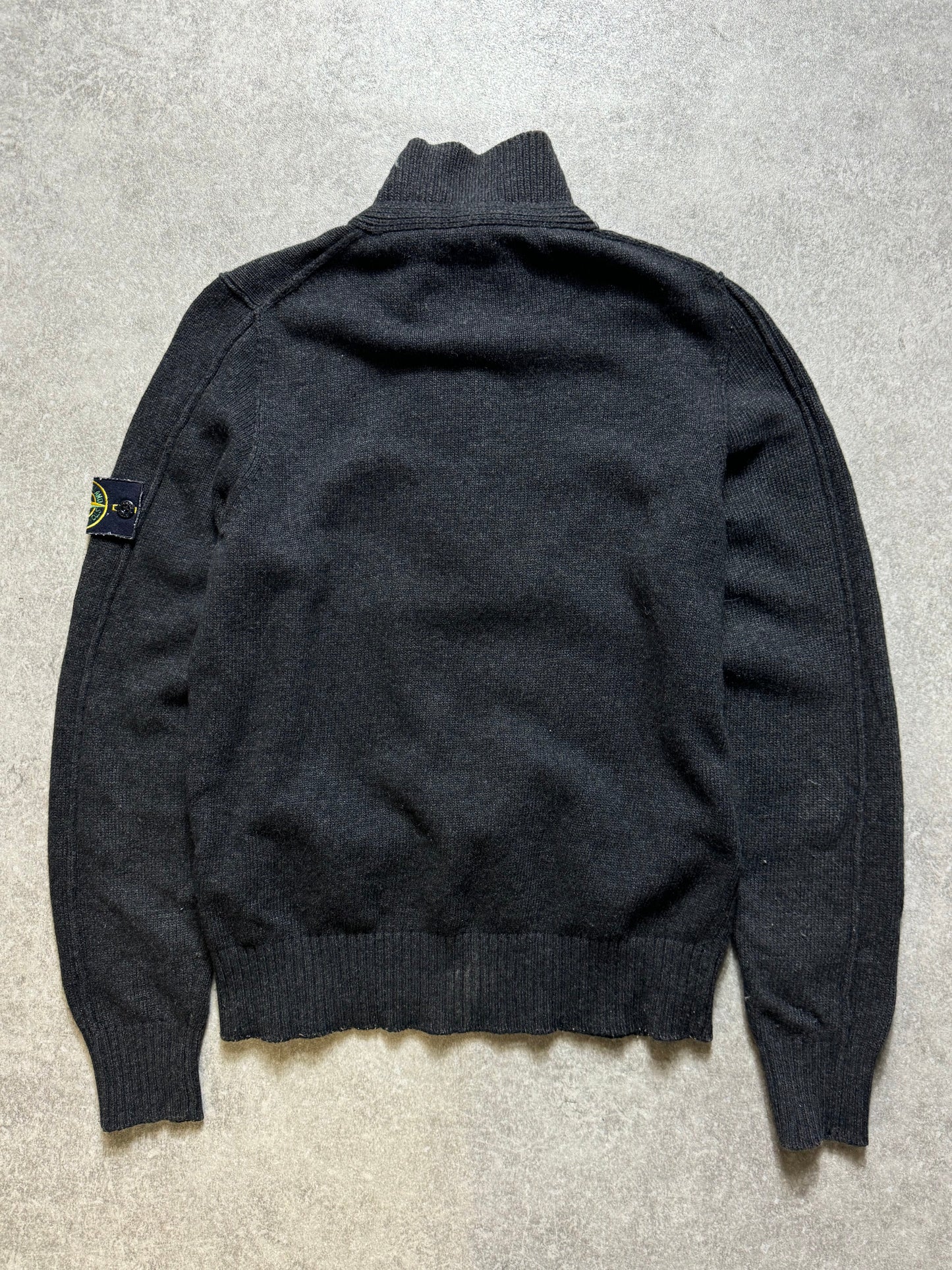 A/W 2008 Stone Island Grey Knitted Quarter-Zip Wool Sweater