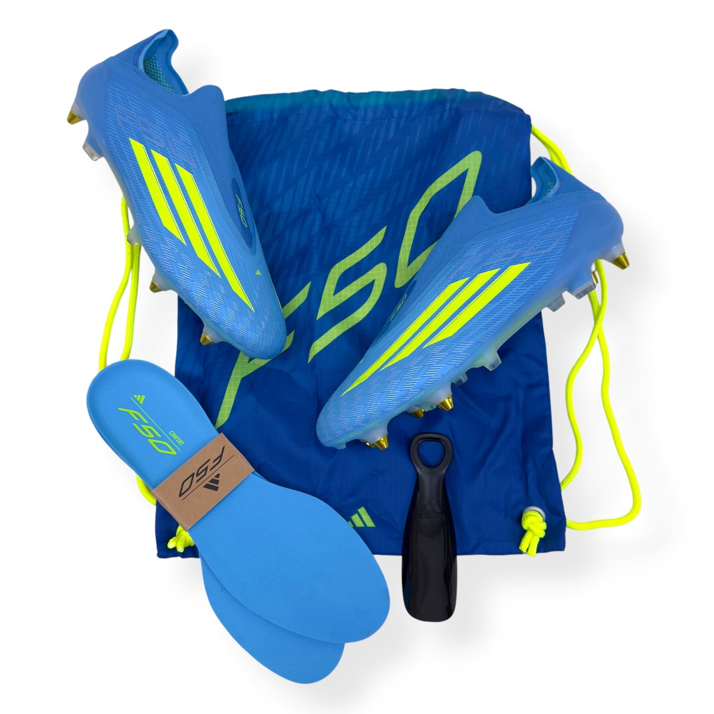 ADIDAS F50 ELITE LL SG FOOTBALL BOOTS BLUE / YELLOW UK10.5 | UK 10.5, Blue
