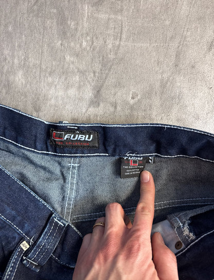 Fubu Dark Blue Wash Contrast Stitch Denim Jeans