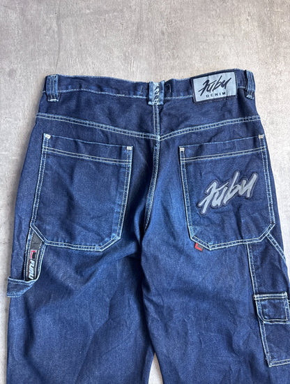 Fubu Dark Blue Wash Contrast Stitch Denim Jeans