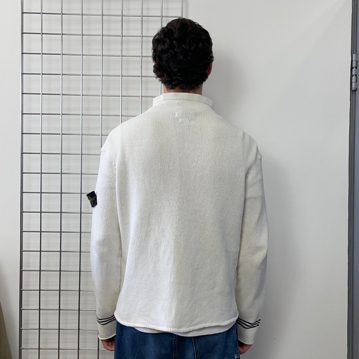 Stone Island White SS04 Zip-Through Knit Cardigan Jacket | X-Large, White
