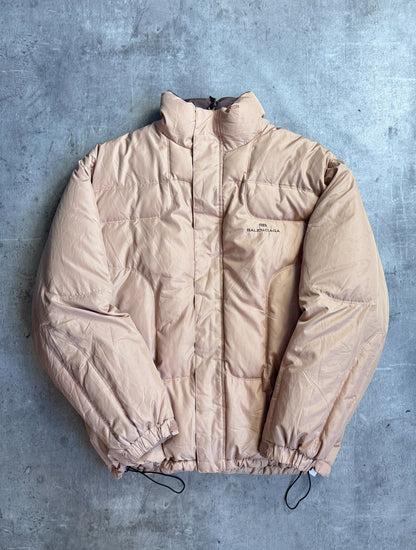 Balenciaga Embroidered Logo Beige Puffer Jacket