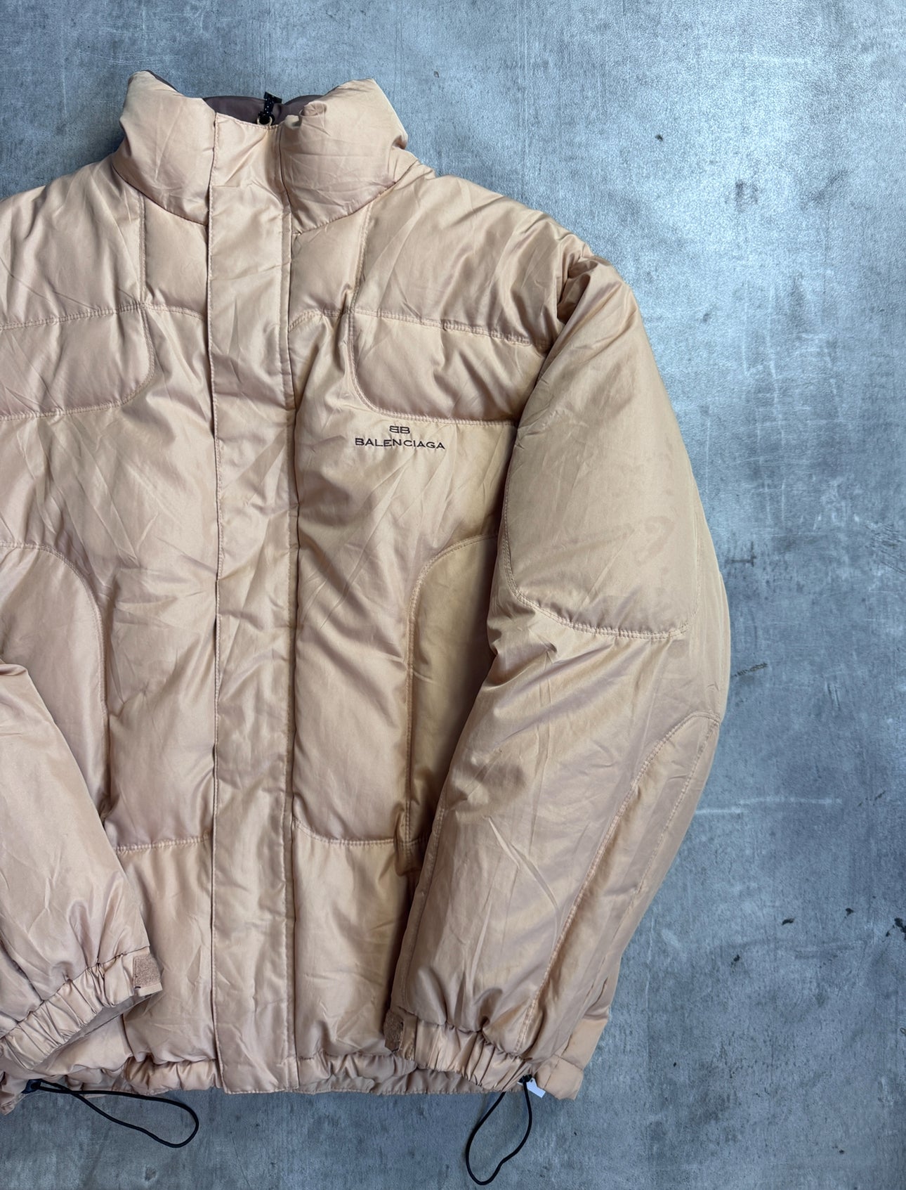 Balenciaga Embroidered Logo Beige Puffer Jacket