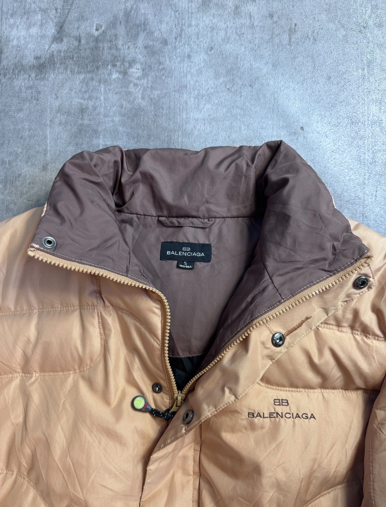 Balenciaga Embroidered Logo Beige Puffer Jacket